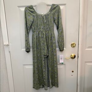 Green Girls shorts romper Long Sleeve Scoop Neck Sundress